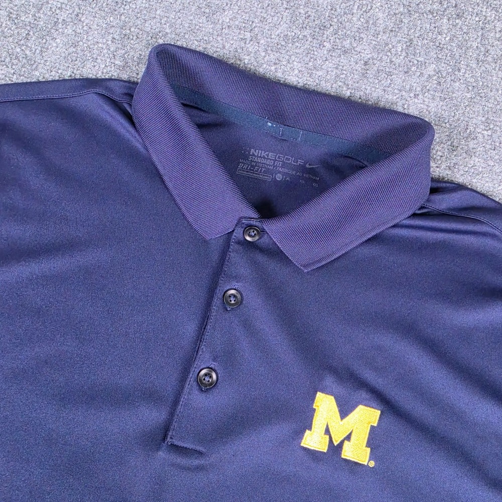 Nike Michigan Wolverines Victory Golf Polo Mens XL Navy Dri-FIT 725518-419